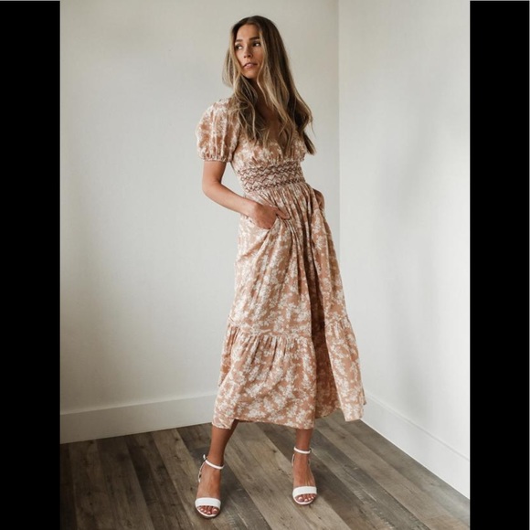 NWT Free People Ellie Printed MaxiDress in Neutral - Picture 7 of 16